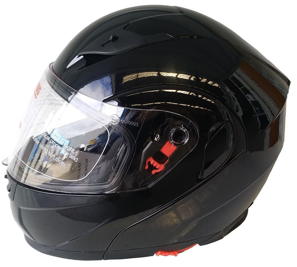 Flip Up Helmet Shinny Black (inner tinted viosr, chin cover) - H958SHI