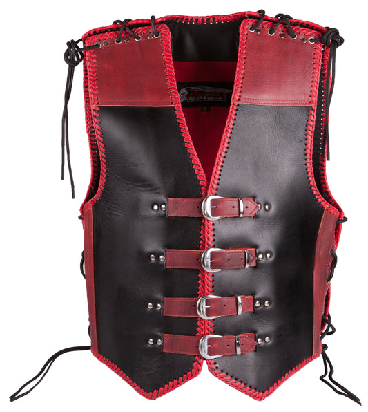 RED LEATHER VEST (V194)