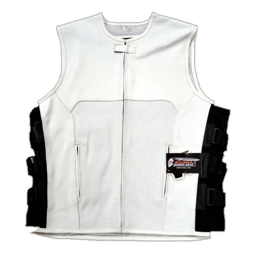 LEATHER VEST WHITE (V196WHT)