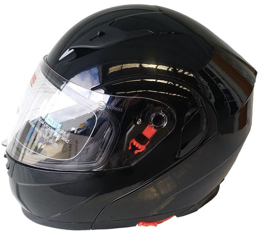 Flip Up Helmet Shinny Black (inner tinted viosr, chin cover)  - H958SHI