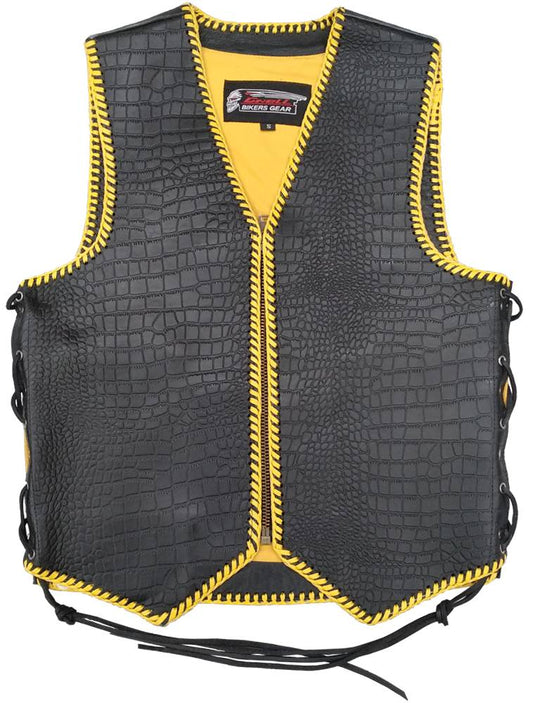 LEATHER VEST YELLOW(V201YEL)