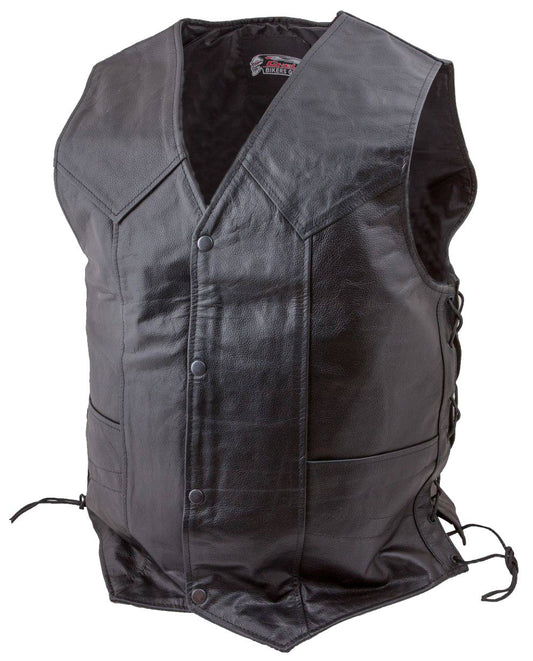 Leather Motorcycle Vest (Side Lace) - V178