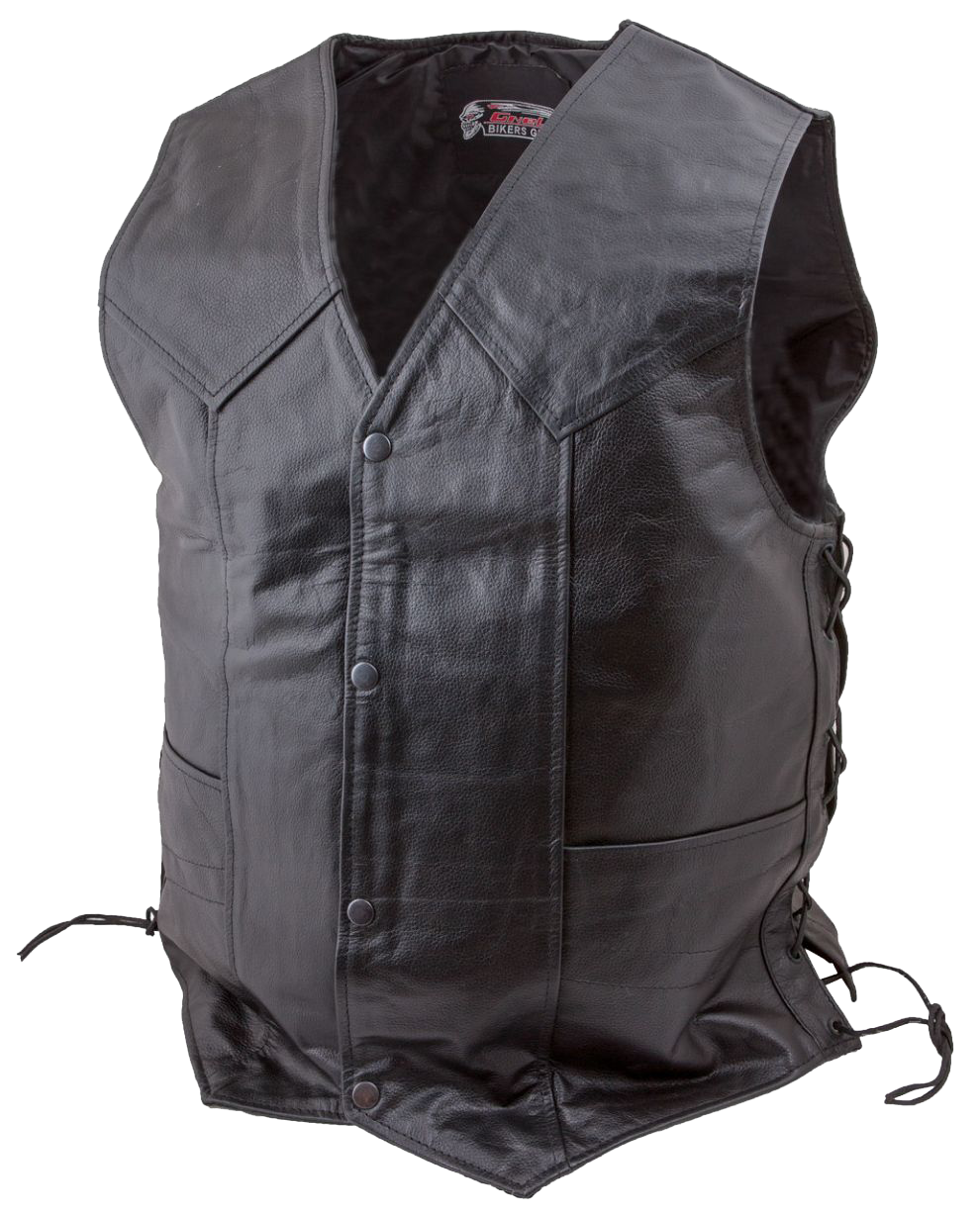 Leather Motorcycle Vest (Side Lace) - V178